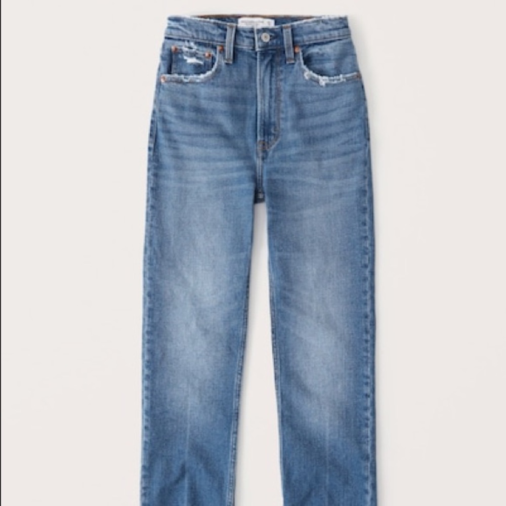 Abercrombie & Fitch Curve Love Ultra High Rise Ankle Straight Jeans, Size 30/10L